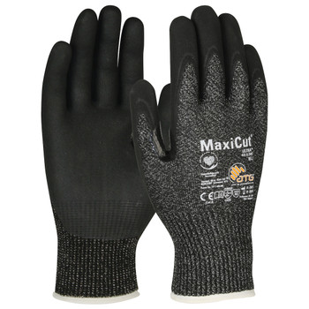 MaxiCut Ultra Seamless Knit Engineered Yarn Glove with Nitrile Coated MicroFoam Grip on Palm & Fingers, M, Dark Gray