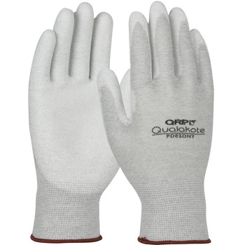 QRP Qualakote Seamless Knit Nylon/Carbon Fiber with Polyurethane Coated Grip, XS, Gray
