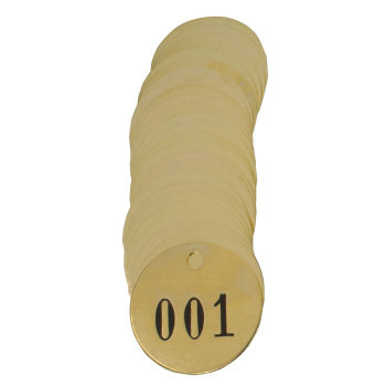 Tag-001-100 1-1/2" Round Brass 100pk