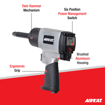 1/2" Impact Wrench with 2" ext anvil 1000 ft-lb 1450-2 1/2" Impact Wrench with 2" ext anvil 1000 ft-lb 1450-2