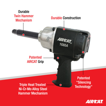 3/4" Impact Wrench with 6" ext anvil 1600 ft-lb 1680-A-6 3/4" Impact Wrench with 6" ext anvil 1600 ft-lb 1680-A-6
