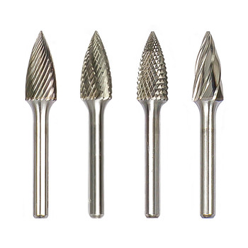 SG5DC Pointed Tree Shape Double Cut Burr 1/2" x 1"  (2-3/4"OAL)  1/4" shank