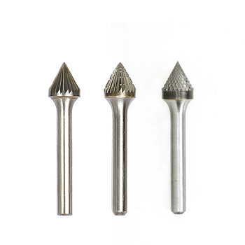 SJ5DC 60° Included Cone Shape Double Cut Burr 1/2" x 7/16"  (2-3/16"OAL)  1/4" shank