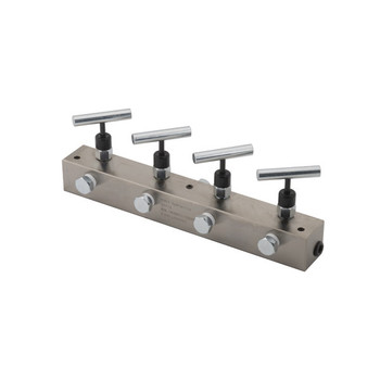 BVA MFC4, Manifold Block, 4 Needle Valve, Oil Port 3/8"-18NPTF, 12" Long, 10,000 psi (700 bar)