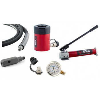 Hand Pump, Hollow Hole Cylinder, Pressure Gauge & Hydraulic Hose Combo Kit, 10,000 psi (700 bar)