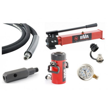 Hand Pump, Hollow Hole Cylinder, Pressure Gauge & Hydraulic Hose Combo Kit, 10,000 psi (700 bar)