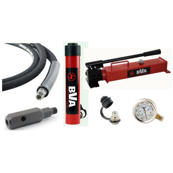 Hand Pump, Hydraulic Cylinder, Pressure Gauge & Hydraulic Hose Combo Kit, 10,000 psi (700 bar)