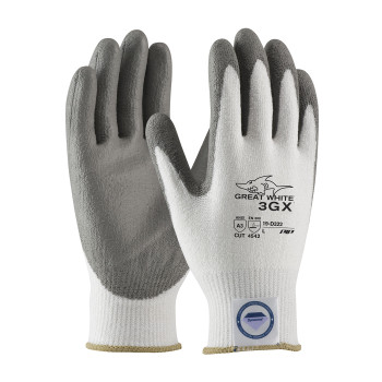 White XS Great White 3GX Dyneema Diamond,13G White Shell, Gray PU Smooth Grip,A3 Gloves made with Dyneema 1 Dozen
