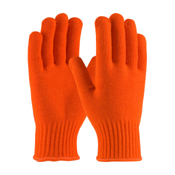 Hi-Vis Orange S 100% Acrylic Glove, 7 Gauge, Orange  Insulated Seamless Knit Gloves-Liners 1 Dozen