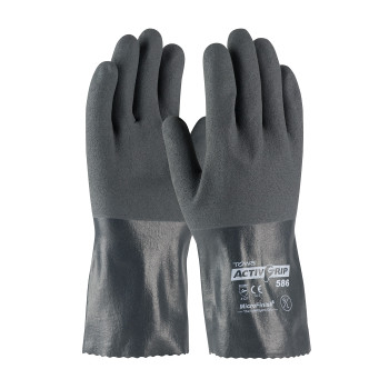 Gray L ActivGrip Supported, 15G Cotton, Gray Nitrile w/ MicroFinish, 12"L Coated Supported Gloves 1 Dozen