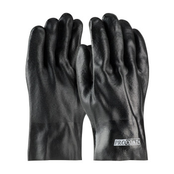 Black MENS ProCoat, Supported PVC, Interlock Lined, Blk., Smooth Finish,10 Inch Coated Supported Gloves 1 Dozen