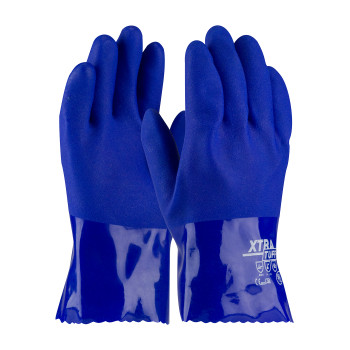 Blue L XtraTuff, Oil Resistant Supported PVC, Bl., Rough Coated, 10 Inch Coated Supported Gloves 1 Dozen
