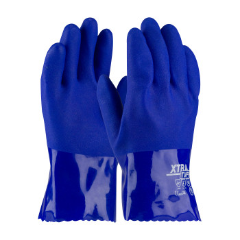 Blue XL XtraTuff, Oil Resistant Supported PVC, Bl., Rough Coated, 10 Inch Coated Supported Gloves 1 Dozen