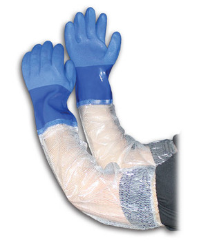 Blue M XtraTuff, Oil Resistant Supported PVC, Bl, Rough, Clr PVC Cuff, 25 In Coated Supported Gloves 1 Dozen