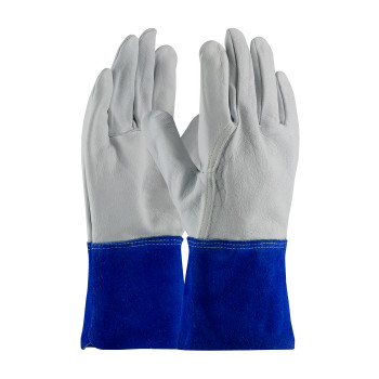 Gray XL Mig Tig, Top Grain Goatskin, Split Leather GT Cuff, Sewn w/Kevlar Welder's and Foundry Gloves 1 Dozen