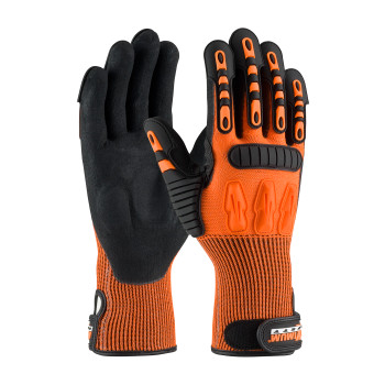 Hi-Vis Orange XXL Maximum Safety TuffMax3, Nitrile MS Coated Padded Palm, Impact TPR, A4 Oil & Gas Gloves 1 Pair