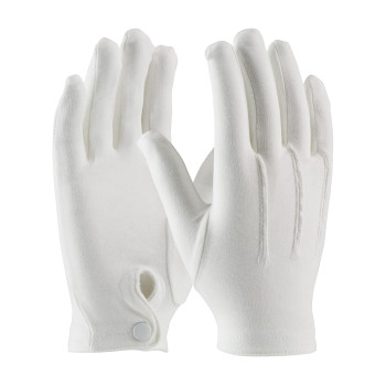 White L Cabaret 100% Cotton Dress Glove, White, Snap Closure, Raised Stitch Parade and Uniform Gloves 1 Dozen