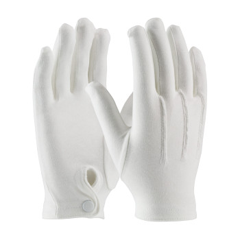 White S Cabaret 100% Cotton Dress Glove, White, Snap Closure, Raised Stitch Parade and Uniform Gloves 1 Dozen