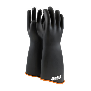 Black 12 NOVAX Insulating Glove, Class 1, 18 In., Blk./Orn., Contour Cuff Novax Rubber Insulating Gloves 1 Pair