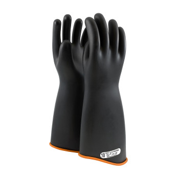 Black 8 NOVAX Insulating Glove, Class 1, 18 In., Blk./Orn., Contour Cuff Novax Rubber Insulating Gloves 1 Pair