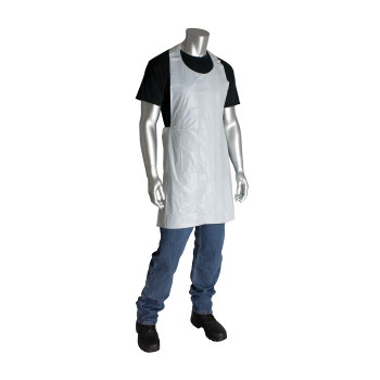 White 24x42 Aprons, White Polyethylene, 1mil Light Weight Embossed, 24in.x42in. Disposable Aprons 1 Case