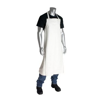 White 35x45 Vinyl Heavy Duty Apron, 20 mil., White, 33in.x44in. Reusable Aprons 1 Case