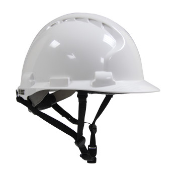 White OS JSP MK8 Linesman, Yellow, w/ 4-Pt Chin Strap, Wheel Ratchet, Class E ANSI Type II Helmets