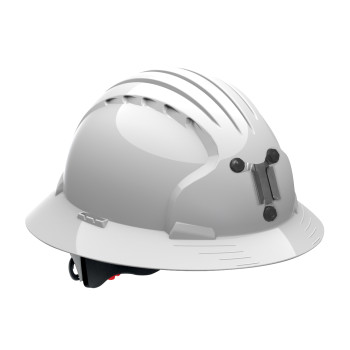 White OS JSP Evo6161 Full Brim for Mining, White, Lamp Bracket, Class C Mining Hard Hats 280-EV6161M-10