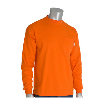 Gray 2XL AR/FR Long Sleeve T-shirt, 13 Cal 6.5 oz Interlock Cotton, Melange Gray Flame Resistant Shirt