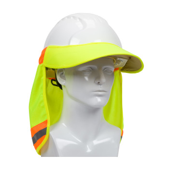 Hi-Vis Yellow OS Full Brim Hard Hat Visor with Neck Shade, Hi-Vis with  Reflective, OR Hard Hat Accessories 396-850-OR - First Industrial Supplies