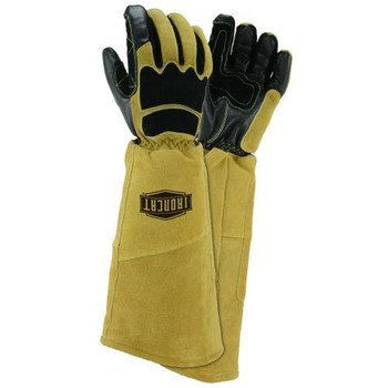 20" Stick Welding glove, split cow and goat grain, Climax (TM) Aerogel insulation,  pre-curved fingers, Kevlar thread