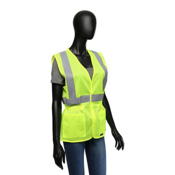 HI-VIS LIME LADIES FITTED SAFETY VEST WITH HOOK & LOOP FRONT CLOSURE- ANSI/ISEA 107-2015 CLASS 2