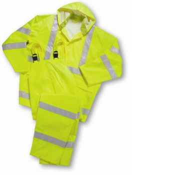 Fluorescent Lime Green/w Reflective stripes -  Poly Oxford/PU coated Bib Overall only, Class 3