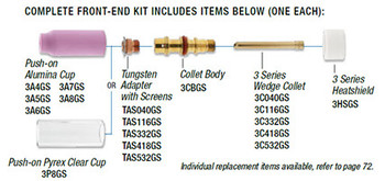 Welding Accessory, Gas Saver Gas Lens, Standard Kits - 3 SERIES, CK9, CK20, STANDARD, GAS SAVER KITS,ALUMINA - 1/8" (3.2mm)