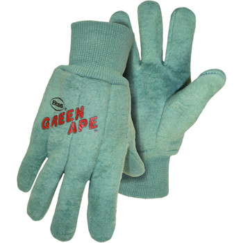 Boss Green Ape, Cotton Chore, Double Layer Palm/Back, Nap-out, Knit Wrist - Size L, Green 1 Pair - Fabric Gloves