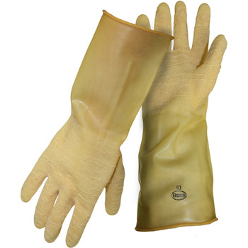 Latex 18 Mil Natural Unlined Crinkled Grip, 13",BOSS - Size 7, Natural 1 Pair - Unsupported Latex Gloves