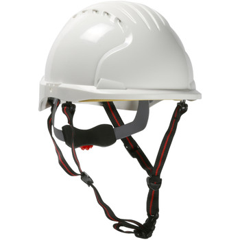 JSP EVO6100 ASCEND, White, 6-Pt Susp, 4-Pt Chin Strap, Vented, Wheel Ratcht, - Size OS, White  - ANSI Type I Helmets