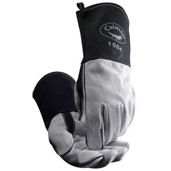 Glove, Welding, Cow Split, Fr Cotton Duck Cuff, Reinforced Straight Thumb, Os - Size Os, Gray, Hand Protect-Welding, 1 Pair