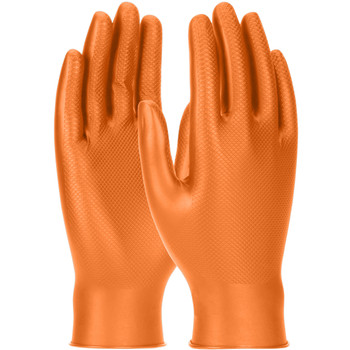 Ambi-Dex Grippaz Industrial Orange 6 Mil Nitrile Fish Scale 50/Box - Size L, Orange, Disposable Gloves, 1 Box