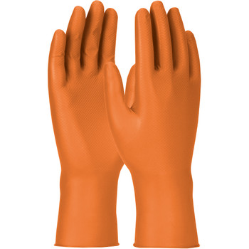 Ambi-Dex Grippaz Glove, Orange 7 Mil, Nitrile, Fish Scale Grip, Orange, L - Size L, Orange, Disposable Gloves, 1 Box