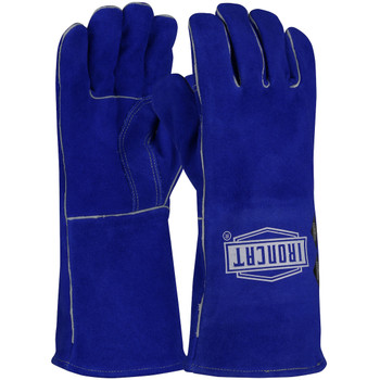 Split Cowhide Leather Welder'S Glove, Para Aramid Liner - Size L, Blue, Hand Protect-Welding, 1 Dozen