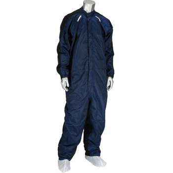 Navy Coverall With Raglan Sleeves, Double Zipper And Snap Front And Pockets - Size L, Navy, Reusable Clothing, 1 Unit