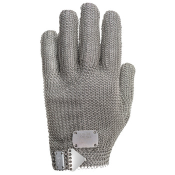 Wrist Length Metal Mesh Glove - Hook & Clasp -XL - Size XL, Silver, Metal Mesh Products, 1 Unit