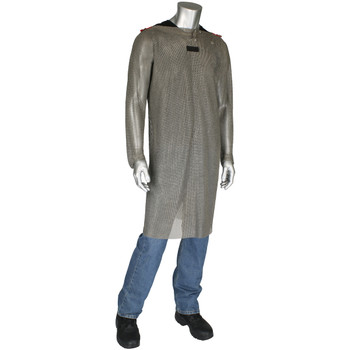 Us Mesh Titanium Tunic - Full Body, Snap Cuffs - Size XL, Silver, Metal Mesh Products, 1 Unit