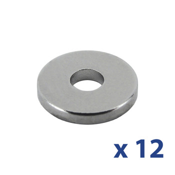 Neodymium Ring Magnets (12pk) - N35¸ 0.125'' I.D. x 0.375'' O.D. x 0.06'' Thk.¸ 1.56 lbs. pull