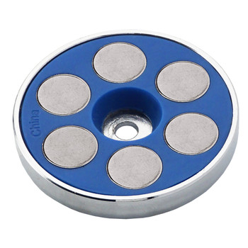 Super Blue Neodymium Round Base Magnet - N35¸ 2.0'' Dia. x 0.325'' Thk. w/0.197'' Dia. hole¸ 110 lbs. pull