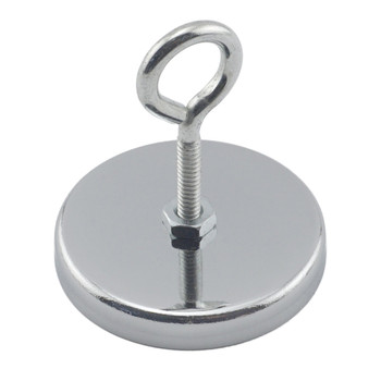 Ceramic Round Base Magnet with Eyebolt - 2.035'' Dia. x 0.315'' Thk.¸ 35 lbs. pull
