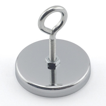 Neodymium Round Base Magnet with Eyebolt - N42¸ 2.035'' Dia. x 0.315'' Thk.¸ 90 lbs. pull