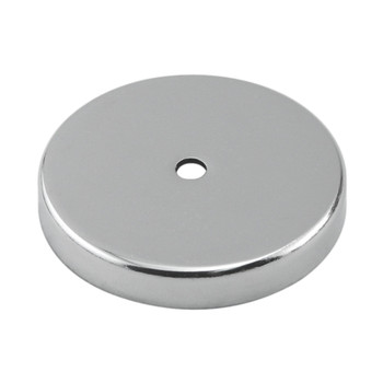 Neodymium Round Base Magnet - 2.035'' Dia. x 0.305'' Thk. w/0.20'' Dia. hole¸ 105 lbs. pull
