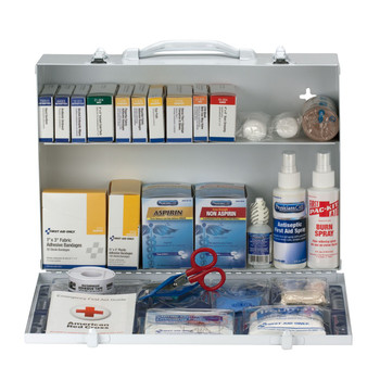 75 Person 2 Shelf First Aid Metal Cabinet, ANSI A+, Type I & II, with Medications